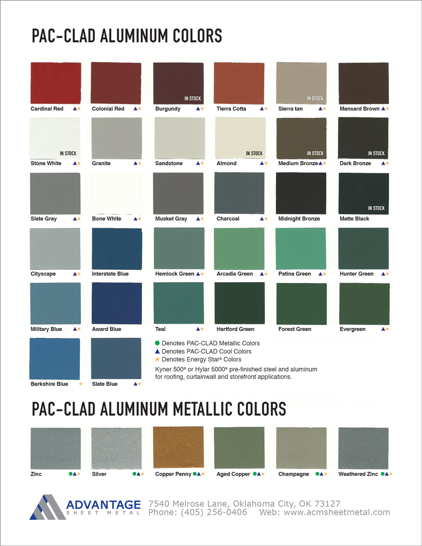 Pac Clad Metal Color Chart